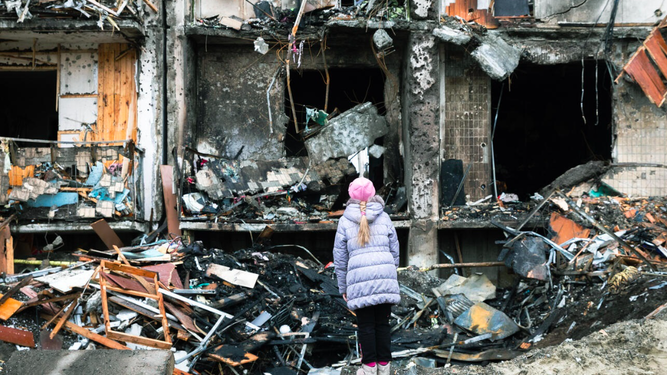 Se calcula que 3 millones niños, niñas y adolescentes en el interior de Ucrania requieren ayuda humanitaria urgente y las necesidades se multiplican. © Colaboración Fundación ”la Caixa” – UNICEF /Skyba for The Globe and Mail.