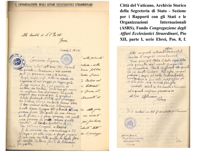 Una de las cartas de Pío XII