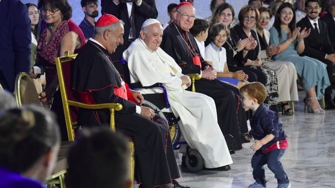 Francisco, durante el encuentro con las familias