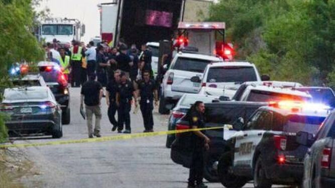 Camión de migrantes en Texas