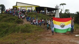 Imagen de archivo de una protesta de miembros de la comunidad awá