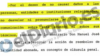 Cláusula de confidencialidad firmada por Cociña y su víctima