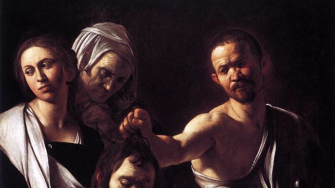 Salomé con la cabeza de Juan Bautista. Óleo de Caravaggio (1607)