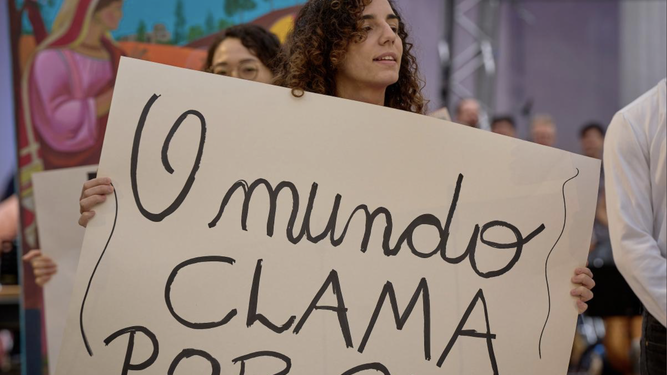 Una participante en la Asamblea del CMI en Karlsruhe