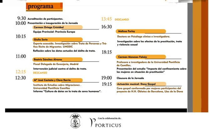 Programa II Jornada Internacional sobre Trata con Fines de Explotación Sexual.