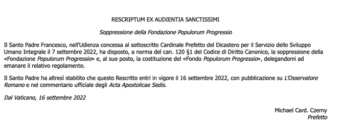 Éste es el rescripto del Papa