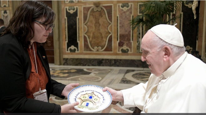 El Papa, durante el encuentro