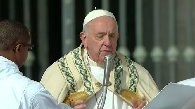 El Papa, durante la ceremonia