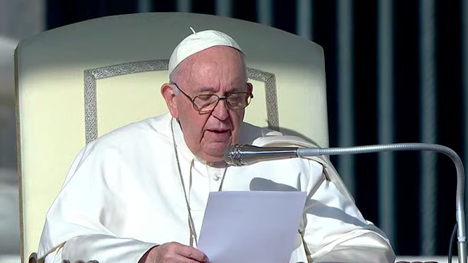 El Papa, durante la audiencia