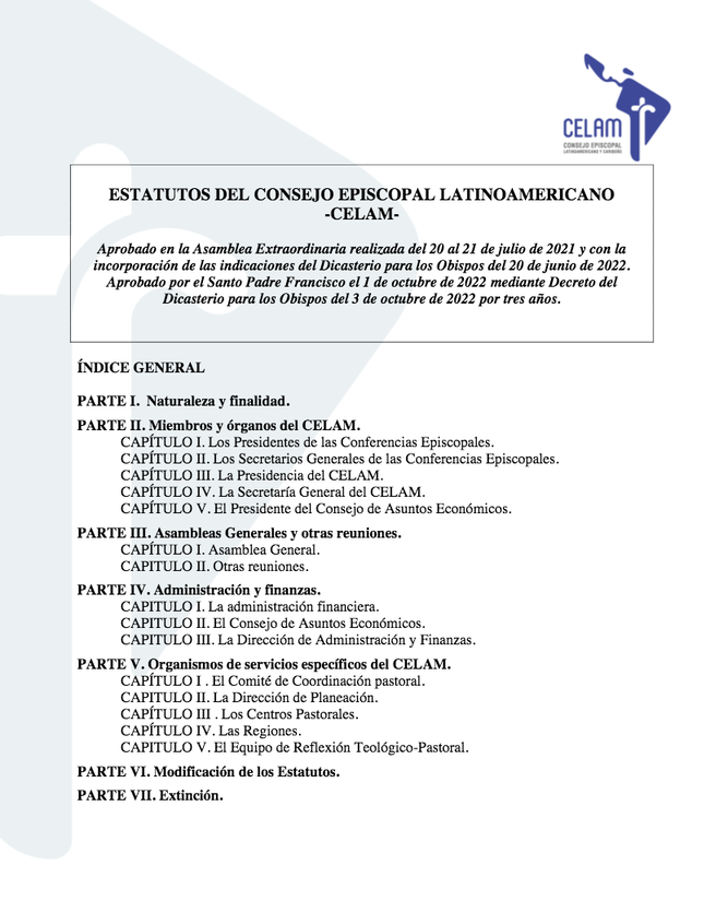 CELAM Estatutos