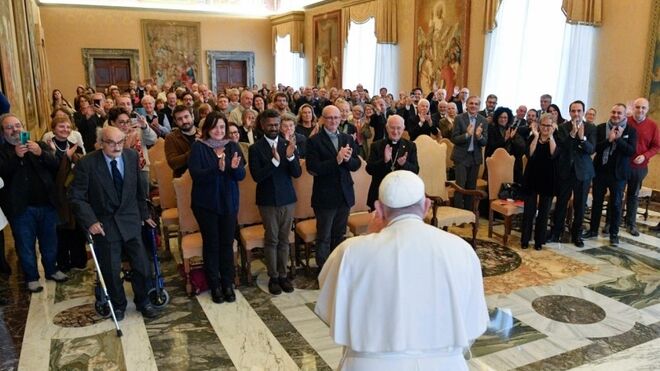 Francisco, con los voluntarios italianos