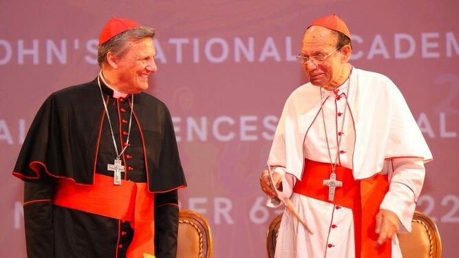 El cardenal Mario Grech (izquierda) junto al cardenal Gracias
