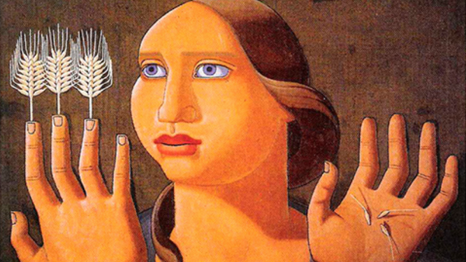 Cuadro de Maruja Mallo con referencias religiosas