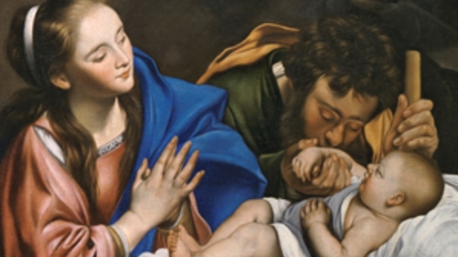 El beso de José. Detalle de la Adoración de los pastores de Maíno