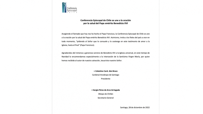 Mensaje de los obispos chilenos