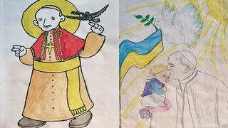 Dos de los cien dibujos de los niños de Kharkiv