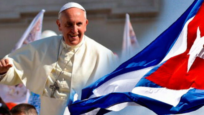Francisco, con la bandera cubana