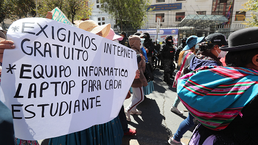 Marcha docente en Bolivia