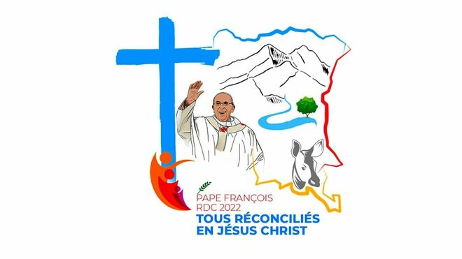 Logotipo de la visita del Papa a RD del Congo