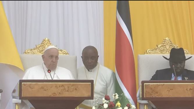 El presidente de Sudán del Sur, con el Papa