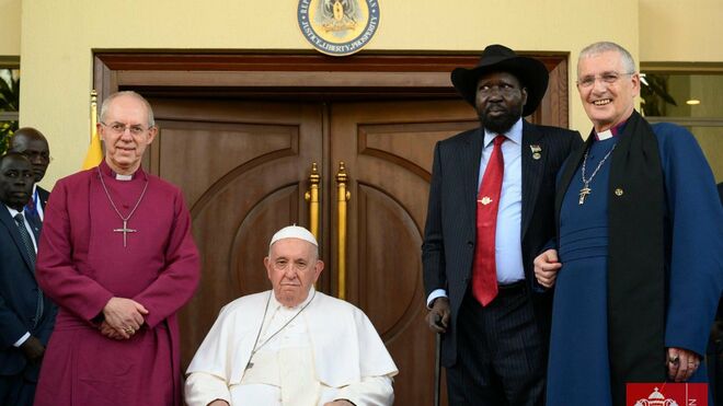 Los 'tres mosqueteros' de la paz, junto al presidente de Sudán del Sur