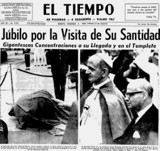 periódicos visita de Pablo VI a Colombia 1968
