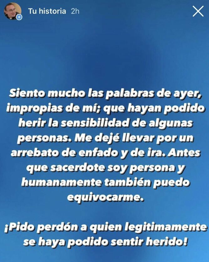Petición de 'perdón' del sacerdote en sus redes