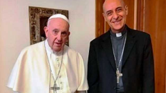 Francisco con Monseñor Fernández, arzobispo de La Plata