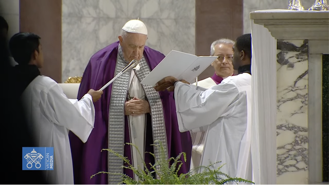 Francisco, durante la ceremonia de Miércoles Santo