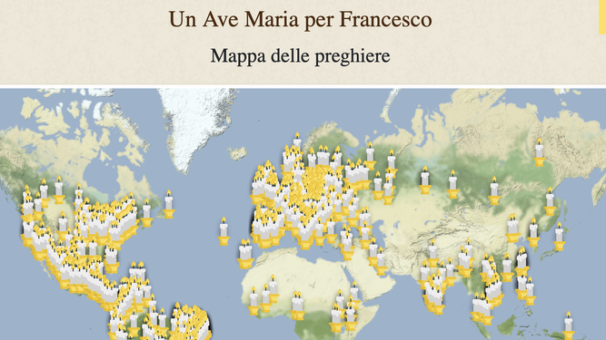 El mapa de las velas y avemarías de la campaña de oración