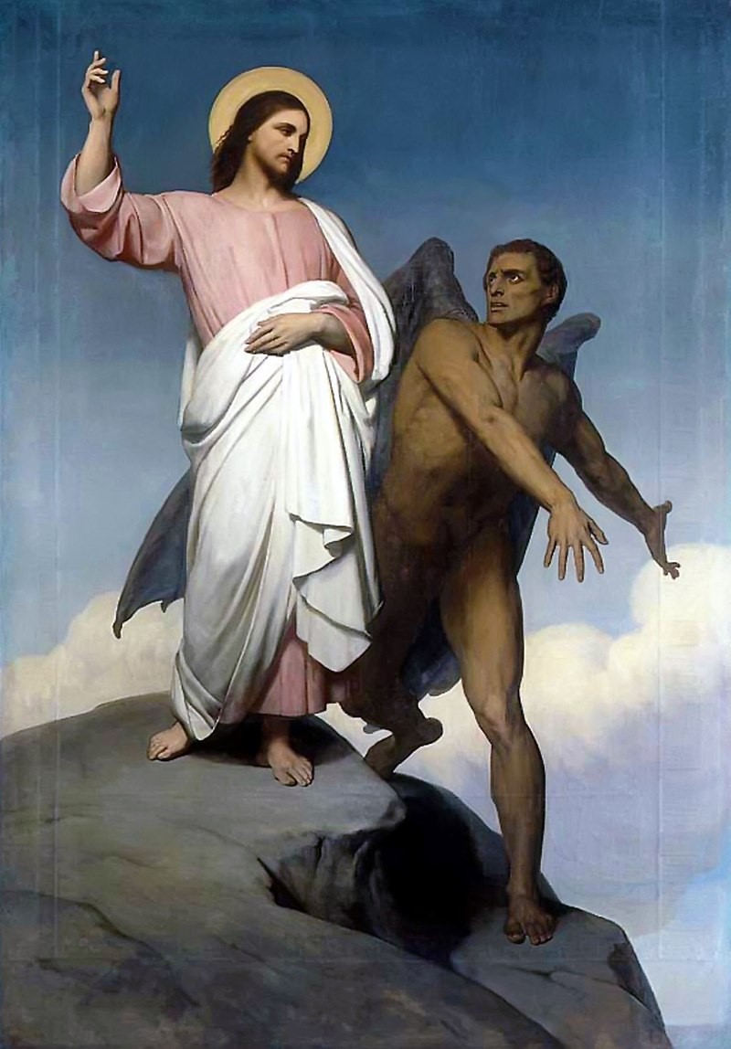 Las tentaciones de Jesús pintura de Ary Sheffer