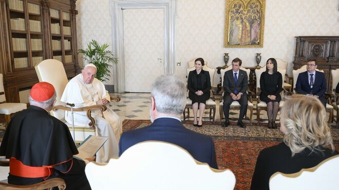 El Papa, con Osoro, Ayuso, Almeida y Gonzalez