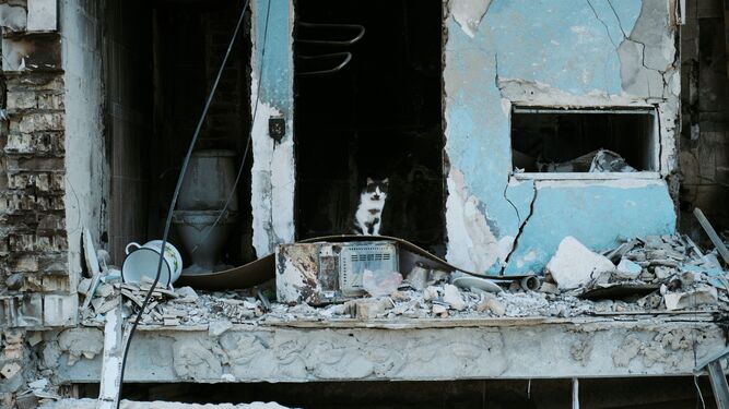 Destrozos causados por la guerra de Ucrania en Borodianka