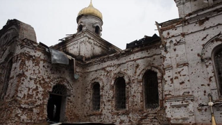 Una Iglesia destruida en Ucrania