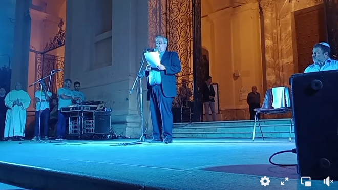 Monseñor Rossi sj. en el acto de apoyo al centro de recuperación de adictos en Córdoba (Argentina)