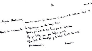 Carta manuscrita del Papa a los presos de Buenos Aires