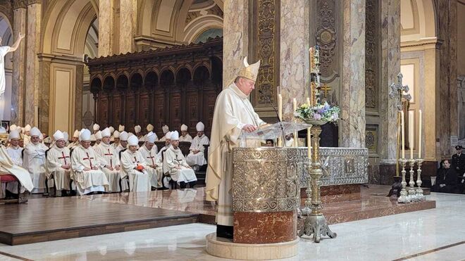 El Nuncio, durante la misa de acción de gracias por los diez años de Francisco