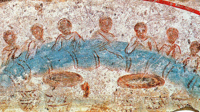 Frescos de las primeras comunidades en las Catacumbas de San Calixto, en Roma
