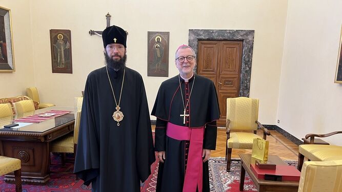 Claudio Gugerotti y el patriarca Antonio, en Roma