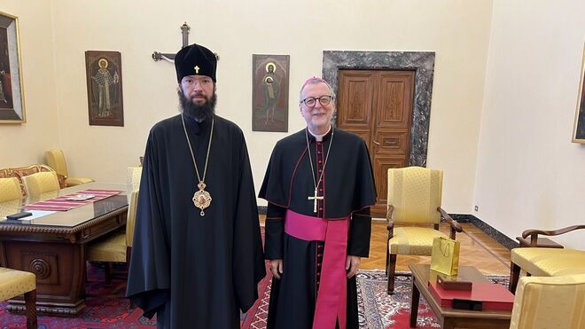 Claudio Gugerotti y el patriarca Antonio, en Roma