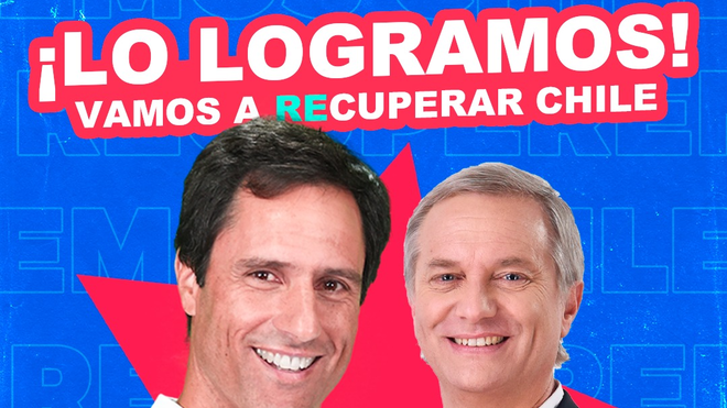 Foto de campaña de Luis Silva (primer plano) acompañado de José Antonio Kast