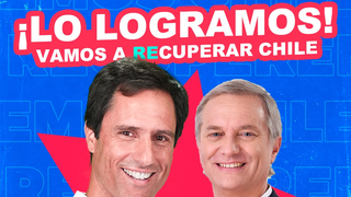 Foto de campaña de Luis Silva (primer plano) acompañado de José Antonio Kast