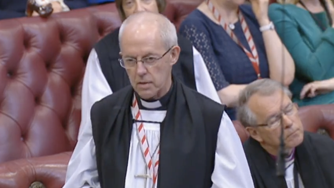 Welby, durante su intervención en la Cámara de los Lores
