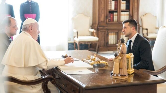 Zelenski, con el Papa, en 2020