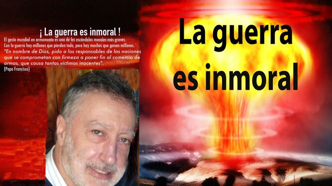 Autor y portada del libro 'La guerra es inmoral'