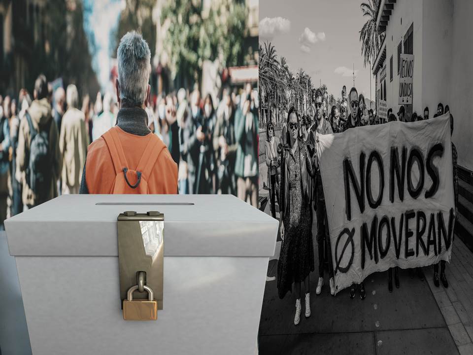 no nos moverán y manifestación urnas candado pixabay