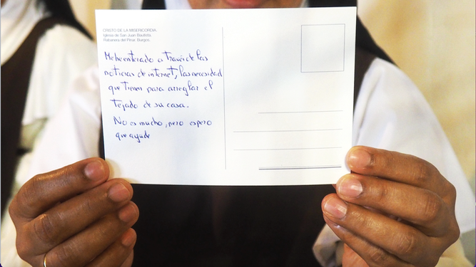 La postal enviada por una de las bienhechoras