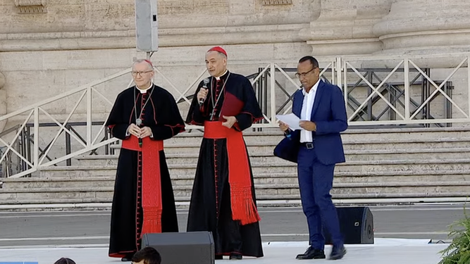 Gambetti y Parolin, en el Encuentro por la Fraternidad Humana