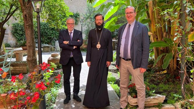 Andrea Riccardi, el profesor Roccucci y el metropolita Antonio de Volokolamsk