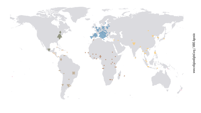 Distribución de los cardenales en el mundo (2023)